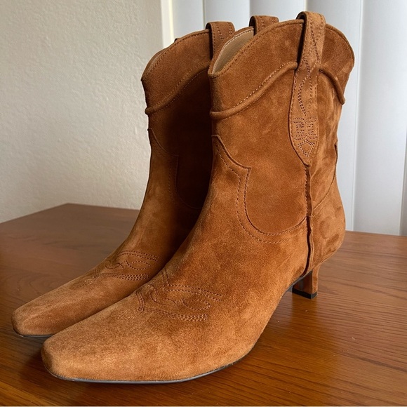 Sam Edelman Shoes - Sam Edelman Taryn Suede Western Ankle Boots Kitten Heel Brown Size 8.5